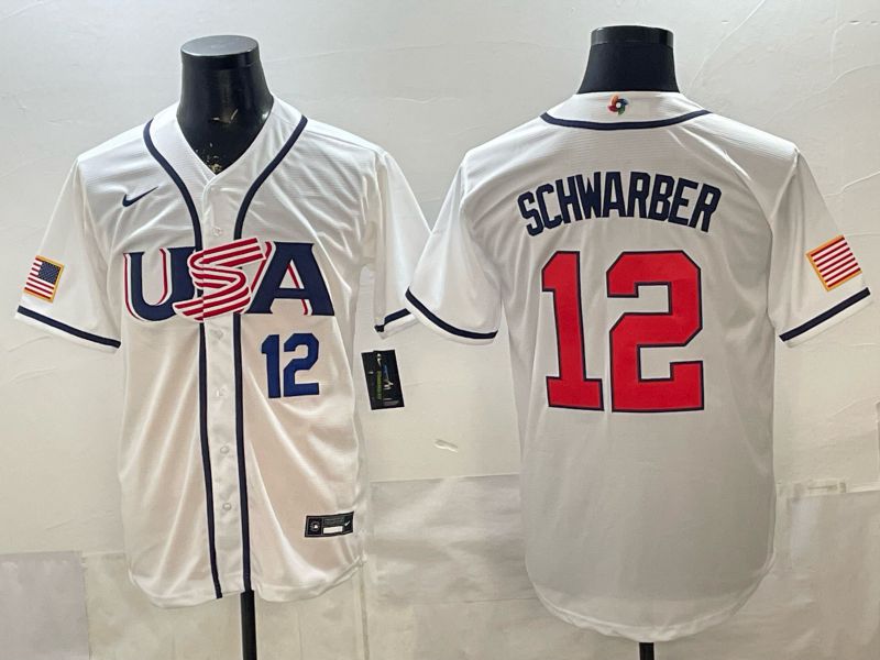 Men 2026 World Cub USA #12 Schwarber White Game Nike MLB Jersey style 003->->MLB Jersey